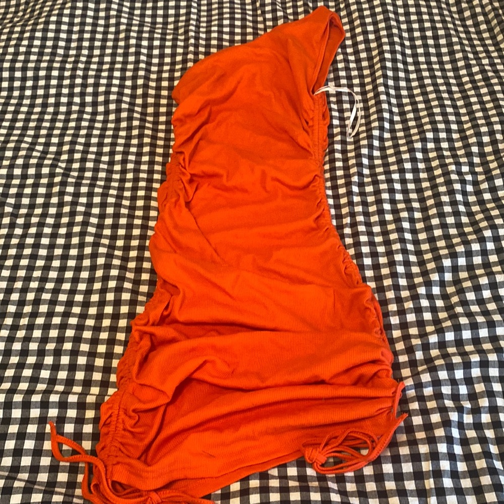 Orange off the shoulder dress